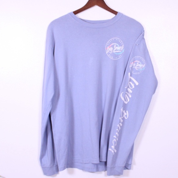 Comfort Colors Long Sleeve Tee Men’s M Light Blue Graphic Logo Shirt - Picture 8 of 14